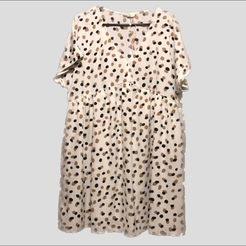 Tan and Black Polka Dot Dress